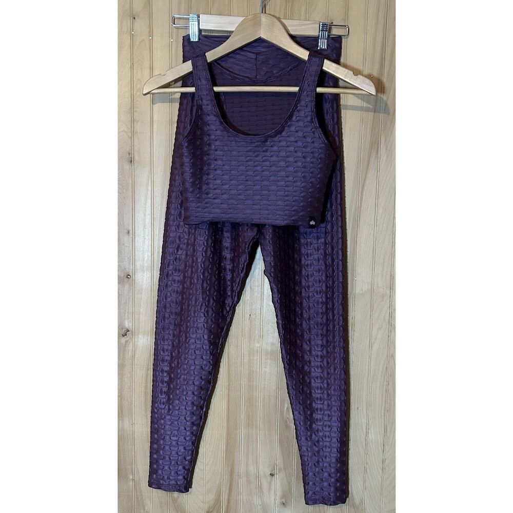 Booty by Brabants Women's L Purple Legging Sports Bra Set Womens Gym Workout